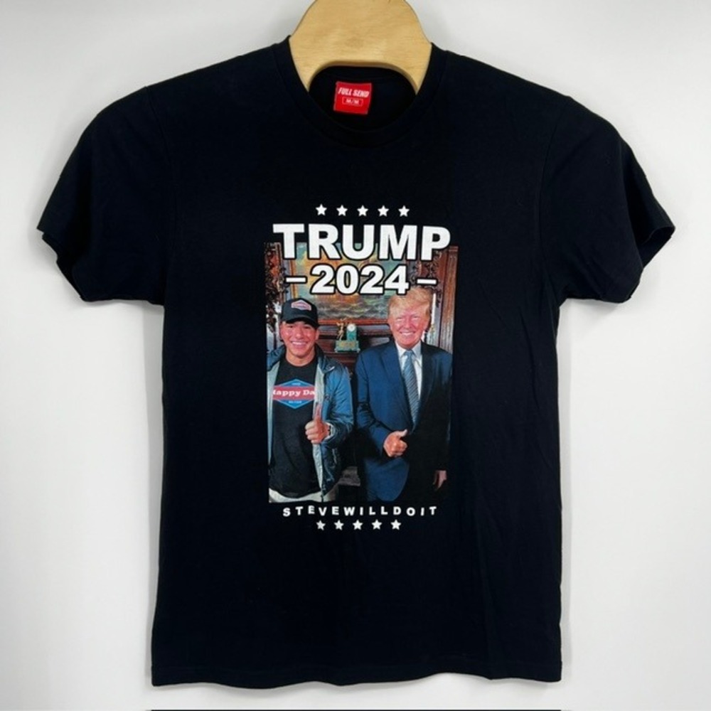 Full Send Men's Medium SteveWillDoIt Trump 2024 Graphic Black T-Shirt Nelk Boys